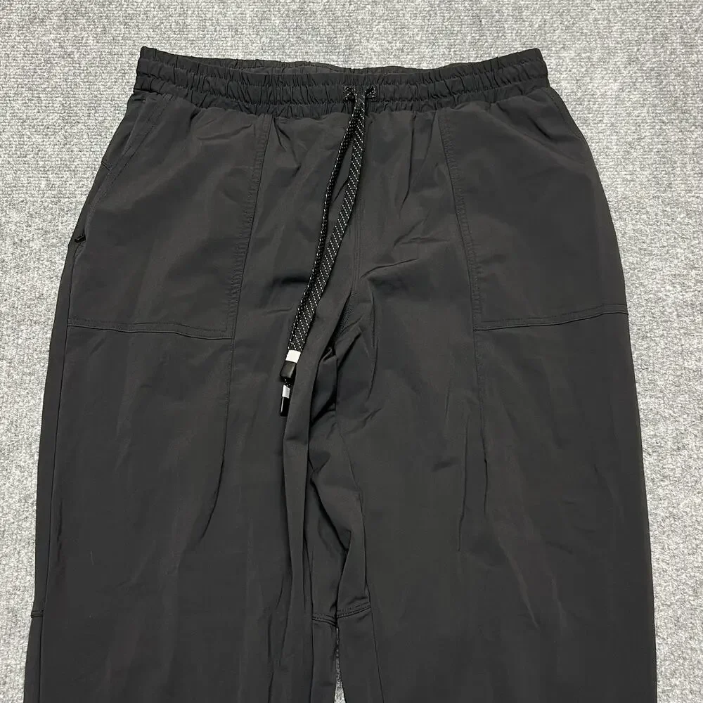 Fabletics Jogger Pants Womens Medium Black Microfiber Elastic Waist Running Gym